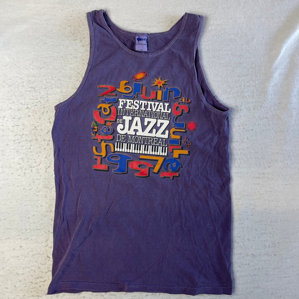 Azur Festival International de Jazz de Montreal Tank Top L Purple Vintage 1997